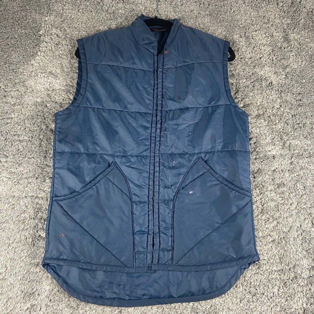 Vintage Fleetwood Sportswear Puffer Vest Mens M Blue Quilted Insulated Workwear